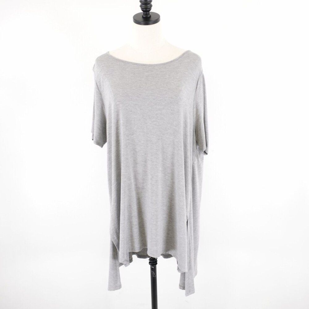 Philosophy Plus 1X Gray Boat Neck High Low Shirt Dress Boat Neck Side Slit